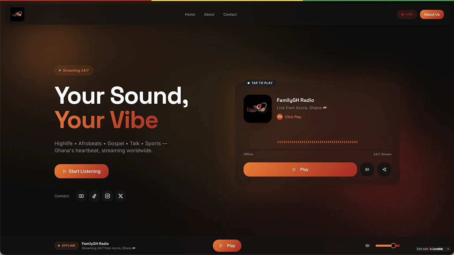 Family GH Radio - Business website design project by WebtechZentrum